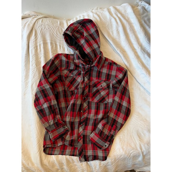 Parkside Hooded Checkered Flannel Jacket Mens M - Picture 1 of 3